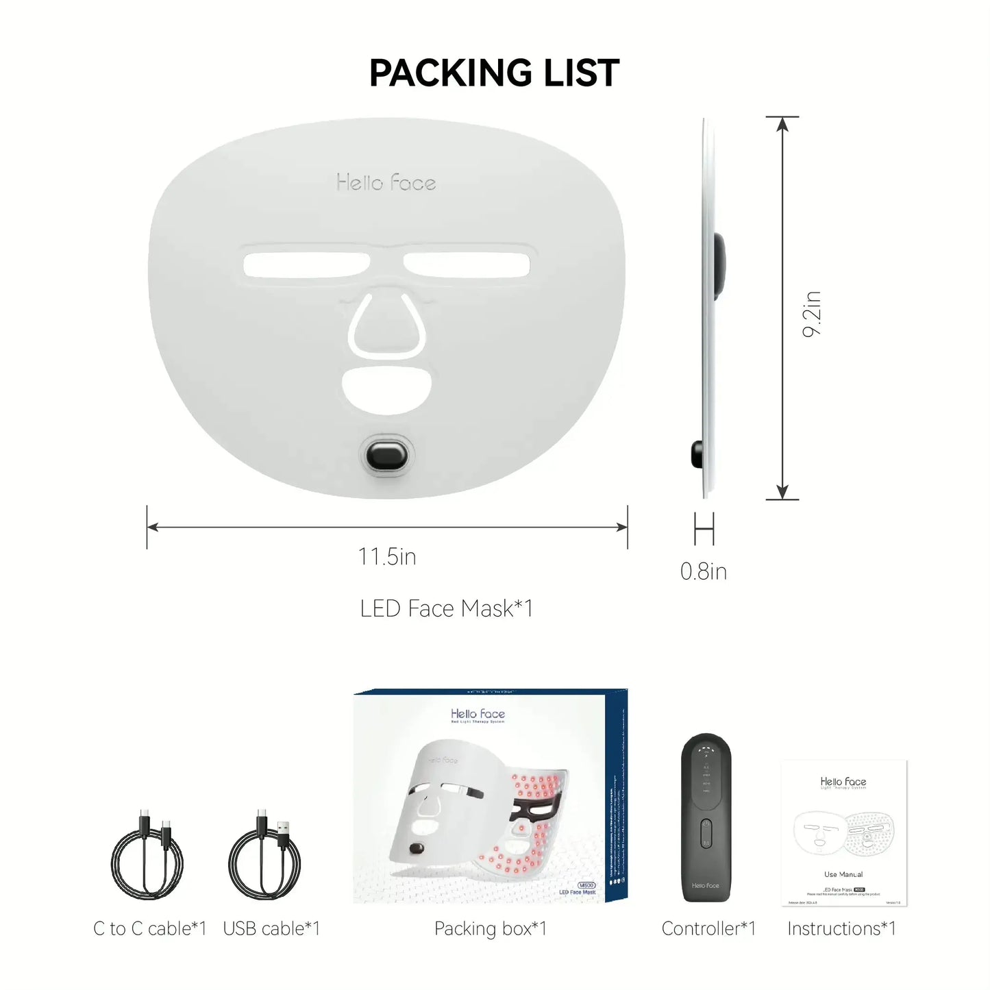 Wireless LED Therapy Mask - PDT, Infrared, and Red Light Device with Remote Lumilux