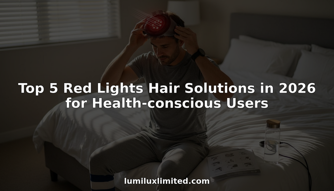 Man uses red light hair helmet in bedroom