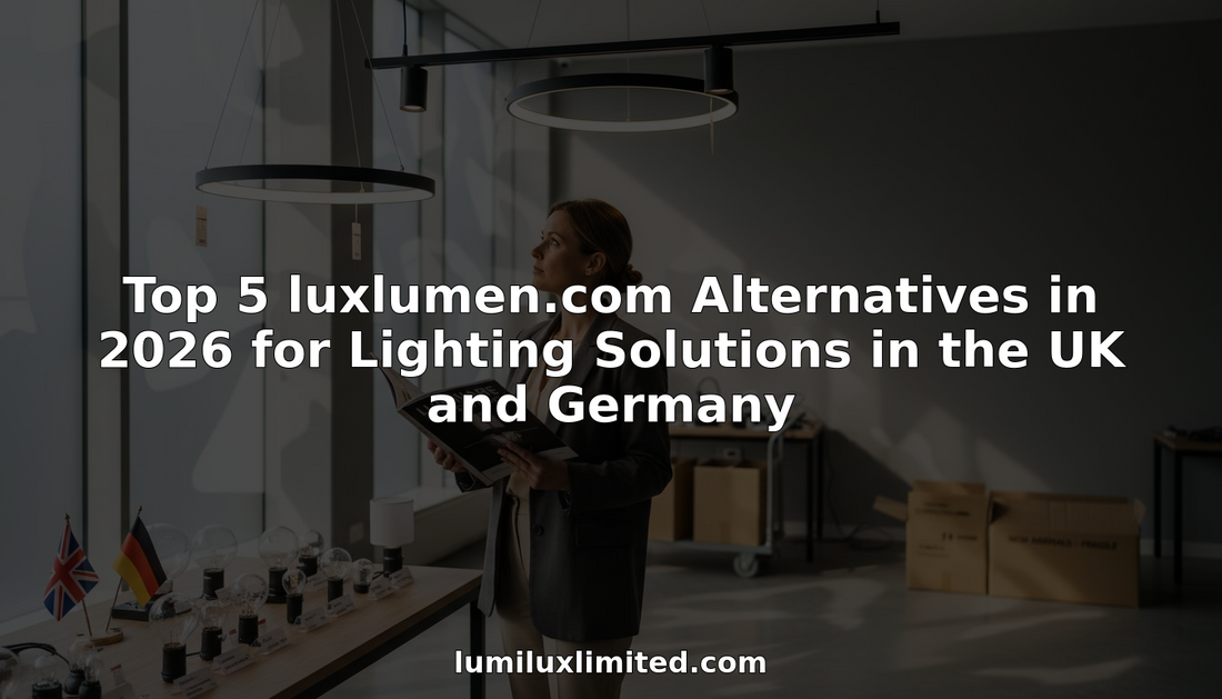 Consultant compares lighting fixtures in UK Germany showroom