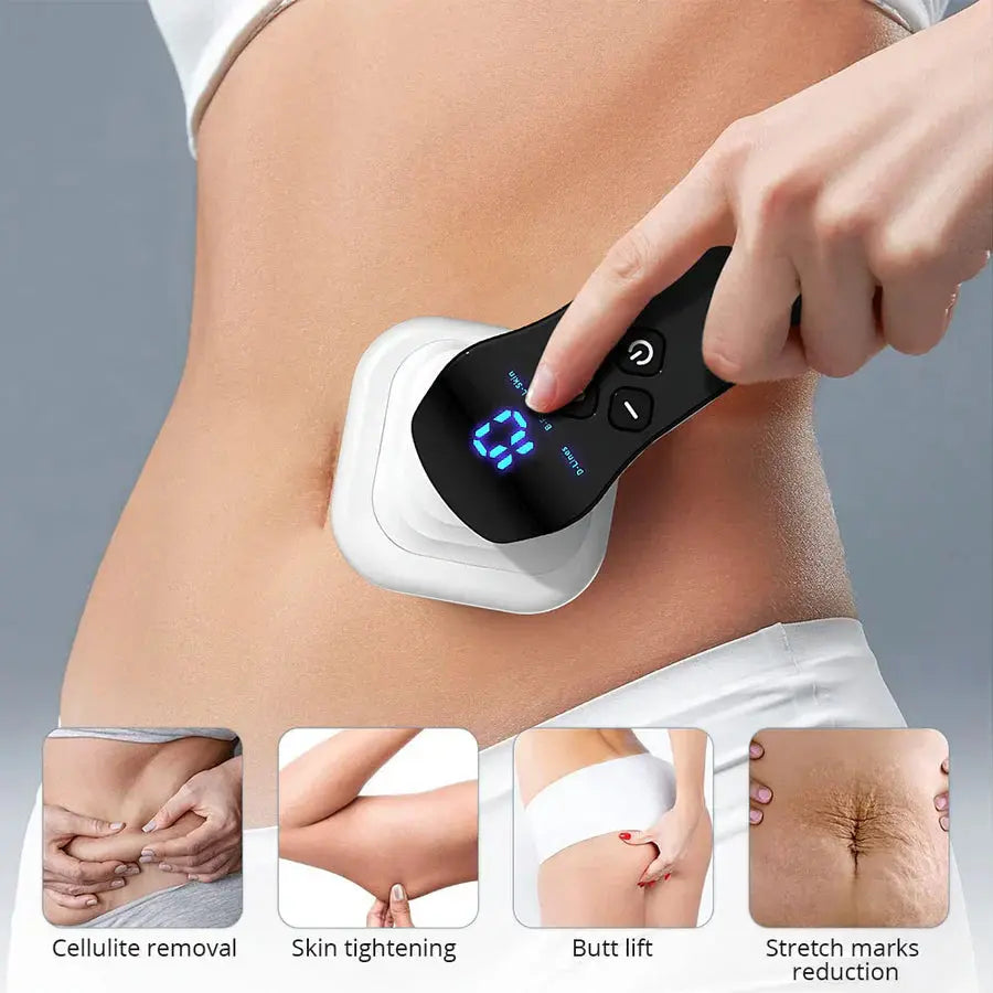 Woman using Lumilux Ultra Sculpt massager for cellulite 