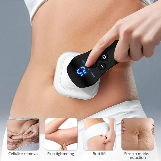 Woman using Lumilux Ultra Sculpt massager for cellulite 