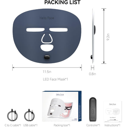 Wireless LED Therapy Mask - PDT, Infrared, and Red Light Device with Remote Lumilux
