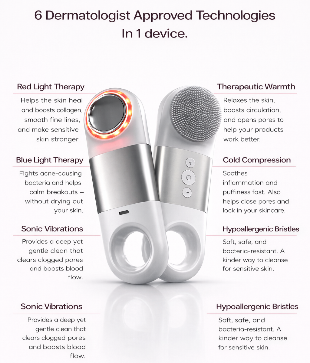 UltraCleanse® 6-in-1 LED Facial Wand – Microcurrent, Thermal & Cooling Therapy