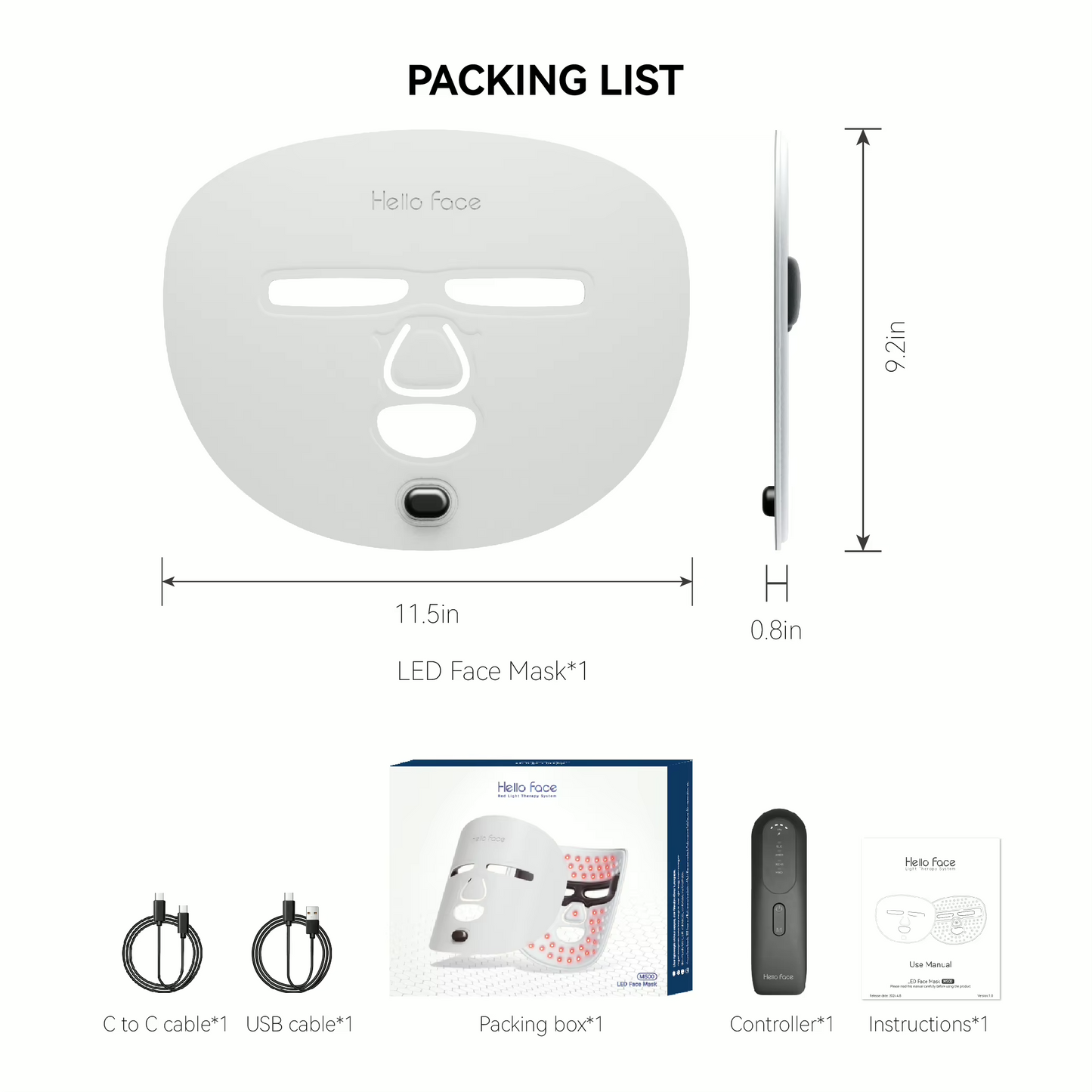 Wireless PDT LED Infrared Therapy Mask with Remote